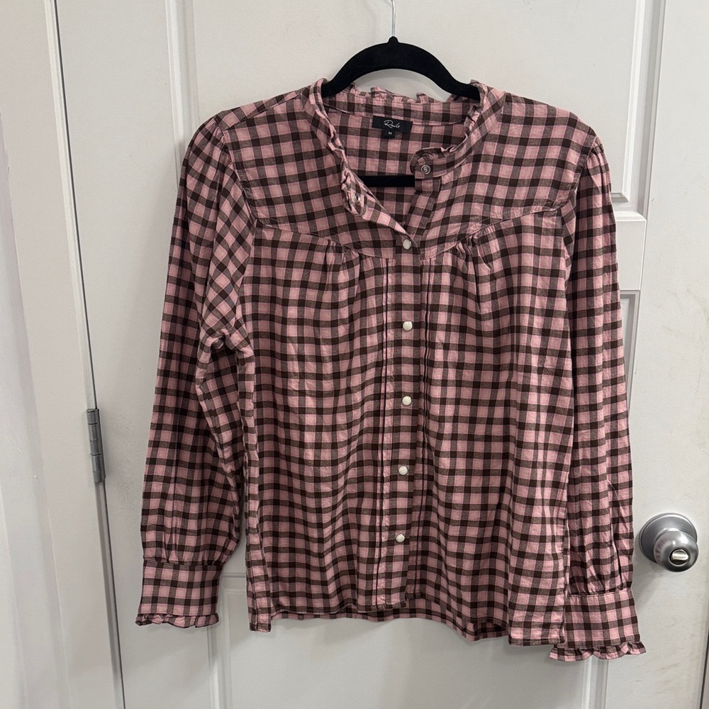 Rails Pink and Black Plaid Button-Down Shirt